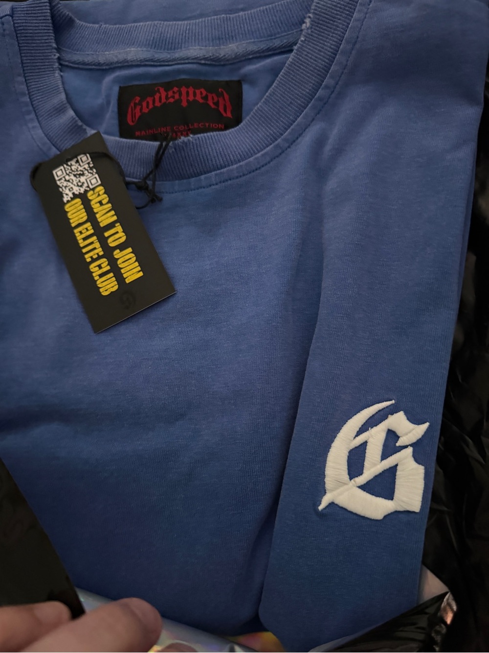 Godspeed Men’s Short Sleeve Tee in Blue with Embroidered Logo